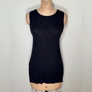 Athleta Muscle Tunic Tank Top Size M Black Crew Neck Sleeveless Burnout Knit